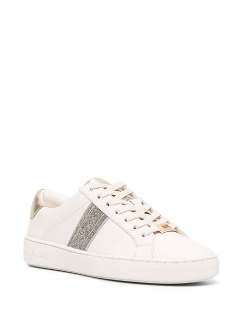 michael kors irving lace up glitter|Irving Glitter and Leather Stripe Sneaker .